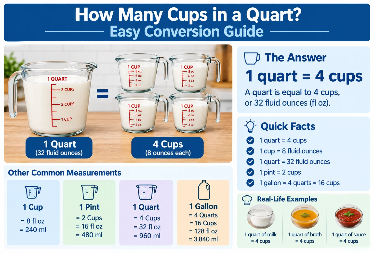 How Many Cups in a Quart