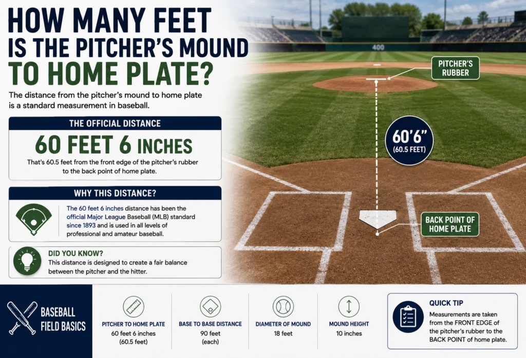 how many feet is pitcher's mound to home plate