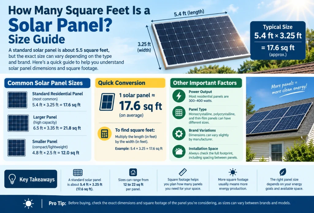 how many square feet a solar panel