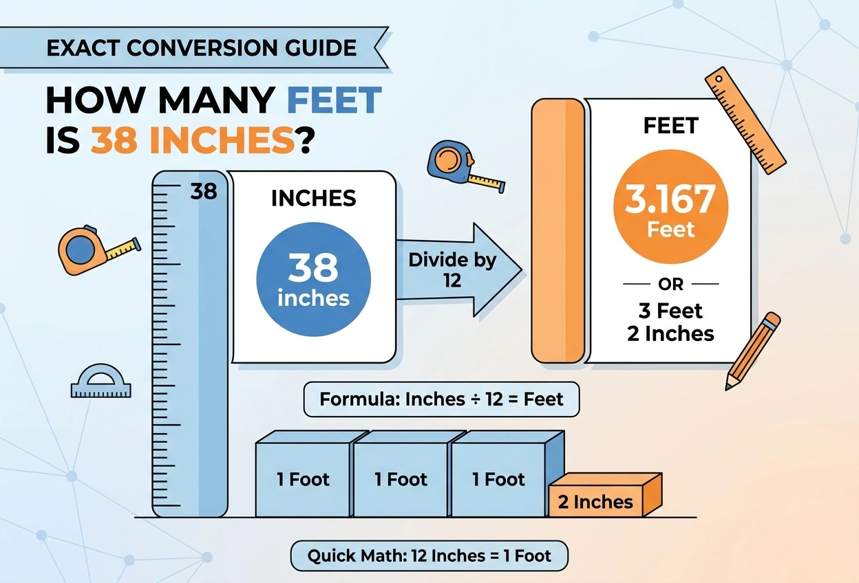 how many feet is 38 inches