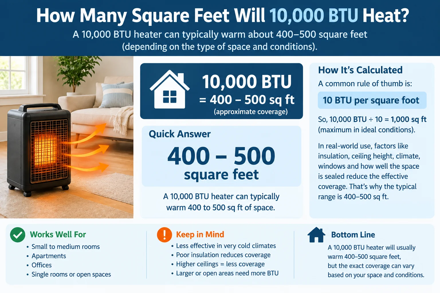 how many square feet will 10000 btu heat