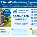 3 ton ac how many square feet
