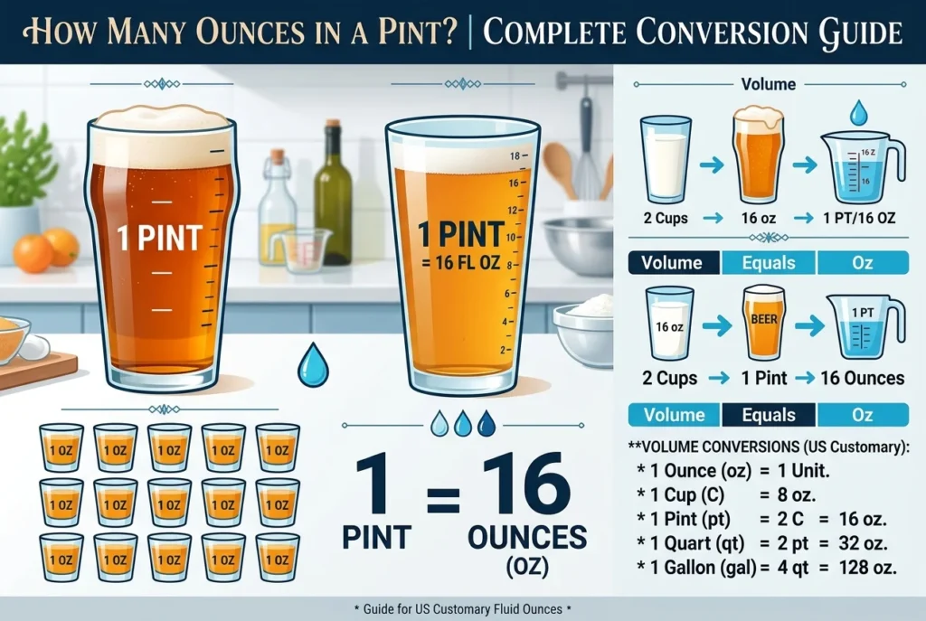 how many ounces in a pint