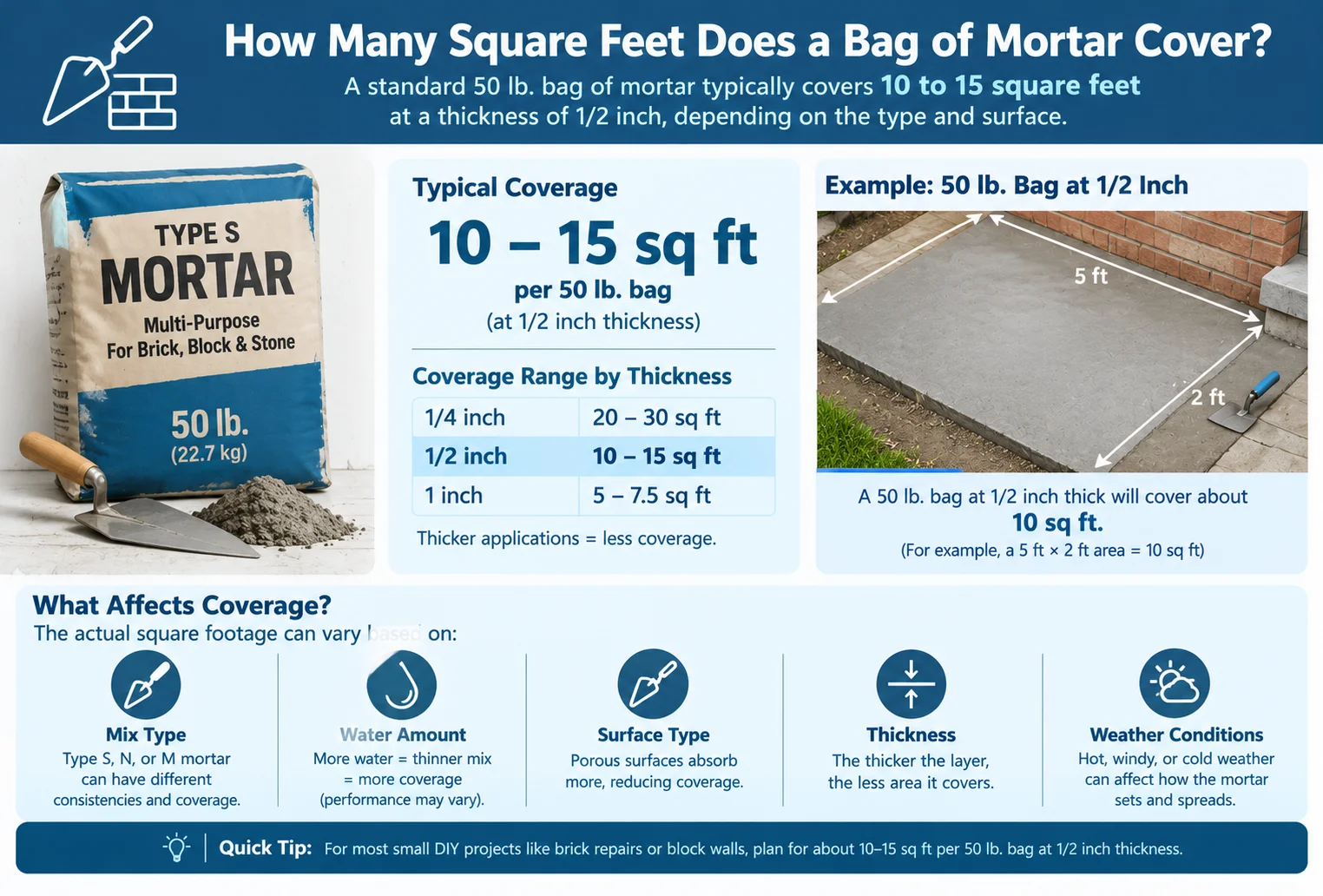 How Many Square Feet Does a Bag of Mortar Cover