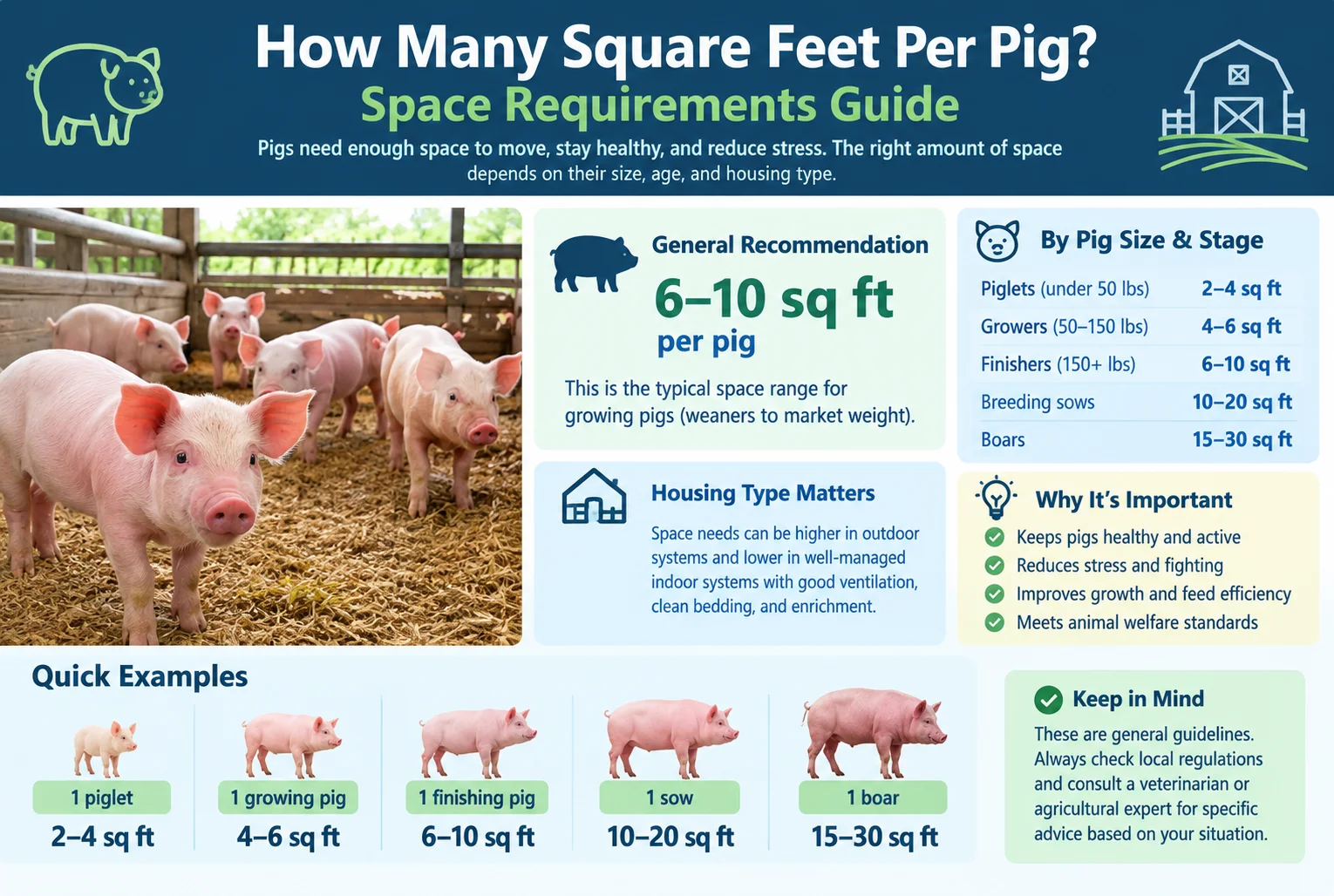 how many square feet per pig
