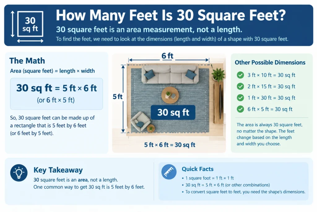 how many feet is 30 square feet